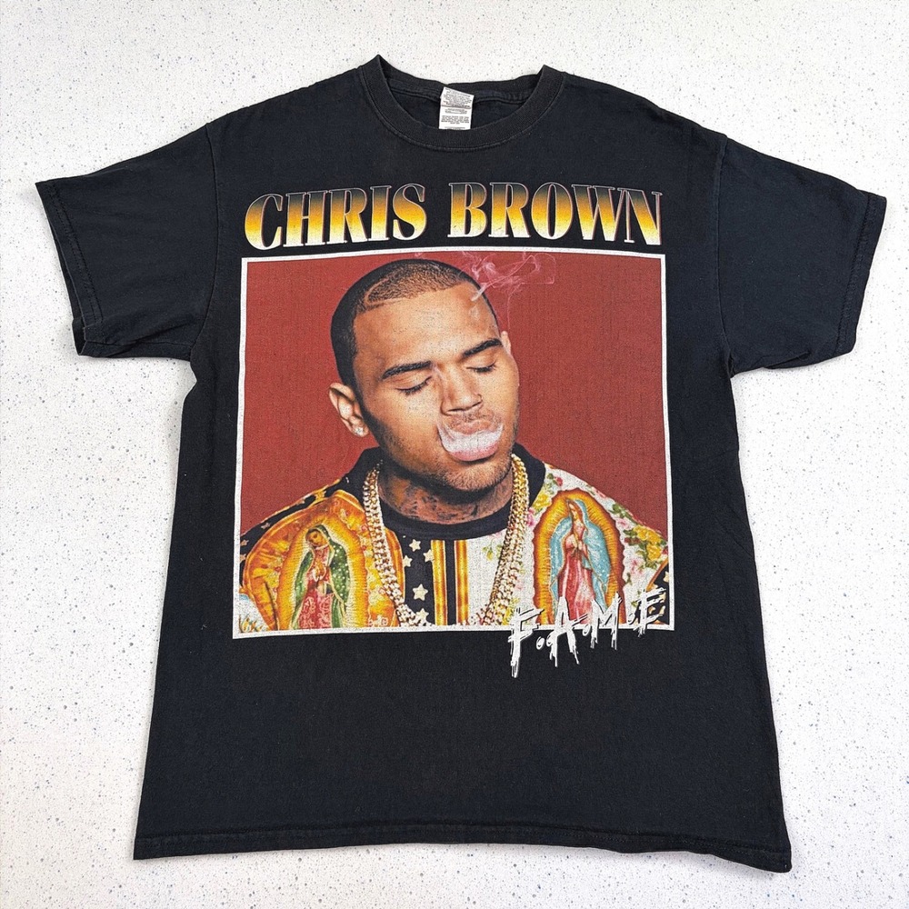 Chris Brown F.A.M.E Tour 2011‎ Graphic T-Shirt Black Hip Hop Streetwear R&B M